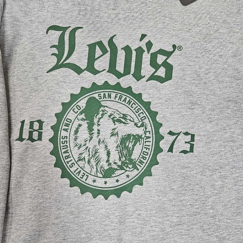 Levi's T-Shirt Mens 3XL‎ Grey Green Graphic Logo Casual Long Sleeve Casual Tee